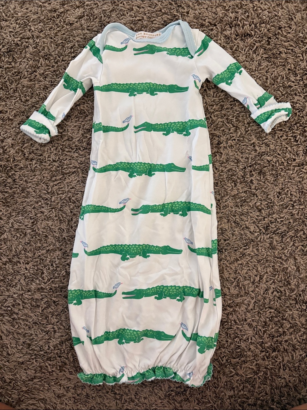 The Beaufort Bonnet Company Green Alligator Print Kids Sleep Gown